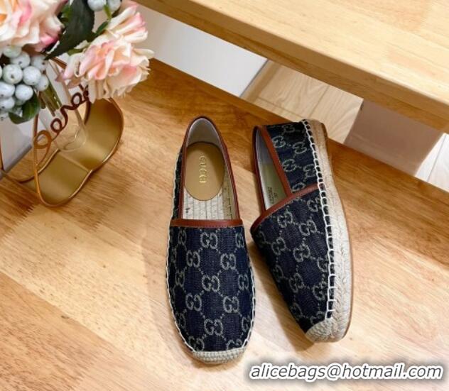 Cheap Price Gucci GG Denim Espadrilles Flat Dark Blue 125108