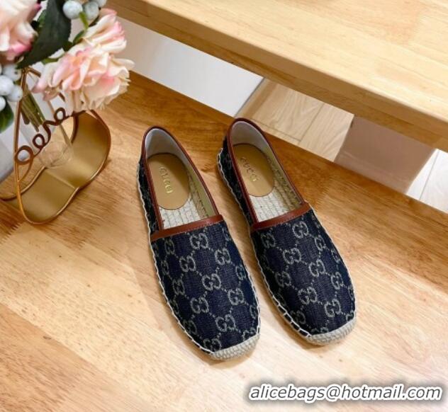 Cheap Price Gucci GG Denim Espadrilles Flat Dark Blue 125108