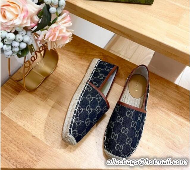 Cheap Price Gucci GG Denim Espadrilles Flat Dark Blue 125108