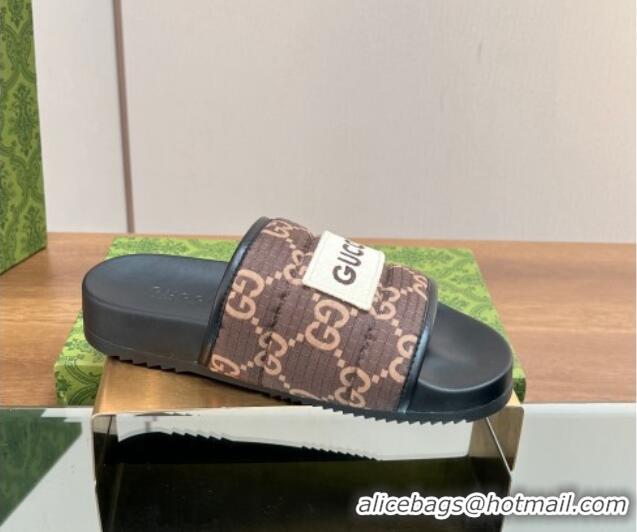 Unique Style Gucci Maxi-GG Flat Slide Sandals Brown 0127033