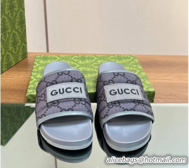 Sumptuous Gucci GG Flat Slide Sandals Grey 0127035