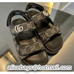 Low Price Gucci Black Double G Denim Flat Sandals 127040