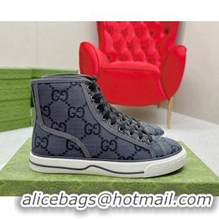 Grade Quality Gucci Tennis 1977 High-top Sneakers in GG Ripstop Fabric Dark Grey 0127062