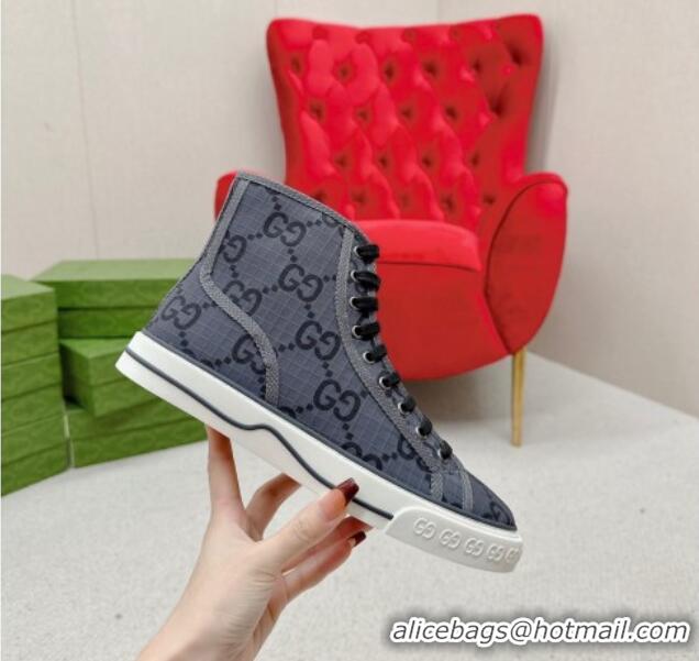 Grade Quality Gucci Tennis 1977 High-top Sneakers in GG Ripstop Fabric Dark Grey 0127062