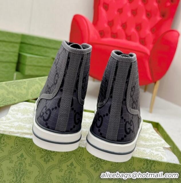 Grade Quality Gucci Tennis 1977 High-top Sneakers in GG Ripstop Fabric Dark Grey 0127062