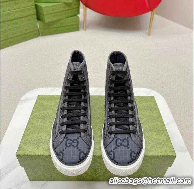 Grade Quality Gucci Tennis 1977 High-top Sneakers in GG Ripstop Fabric Dark Grey 0127062