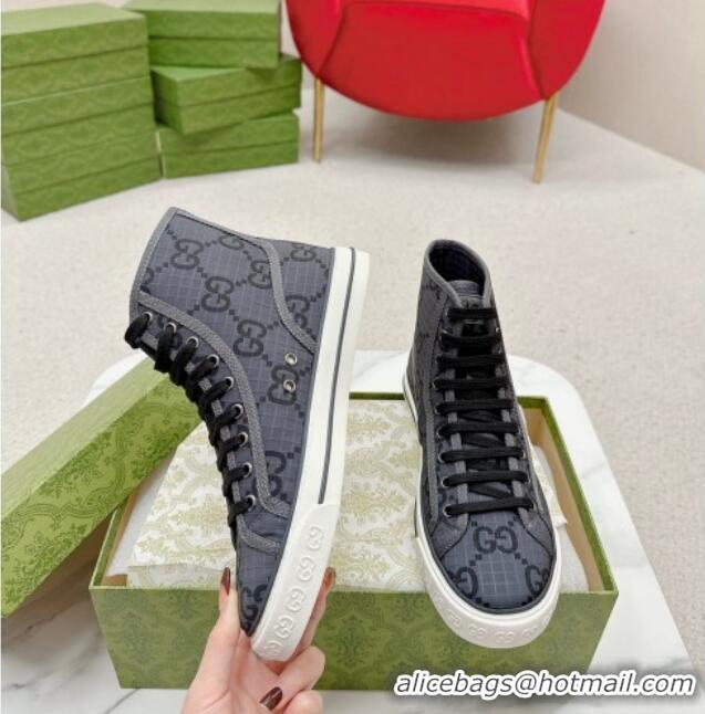 Grade Quality Gucci Tennis 1977 High-top Sneakers in GG Ripstop Fabric Dark Grey 0127062