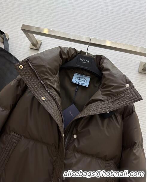 Low Cost Prada Down Jacket P11009 Chocolate 2024