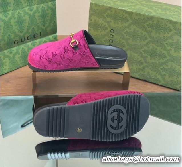 Good Product Gucci GG Velvet Mules with Horsebit Purple 127076