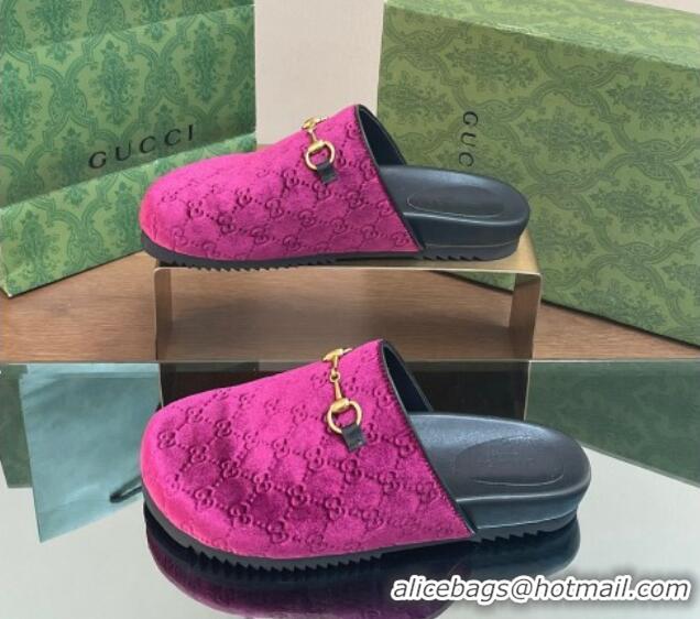 Good Product Gucci GG Velvet Mules with Horsebit Purple 127076