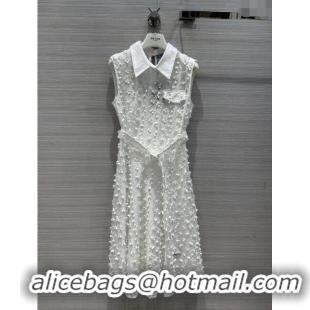 Top Grade Prada Dress with Belt P11014 White 2024