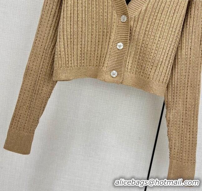 ​Fashion Discount Prada Wool Cardigan with Crystal P11306 Brown 2024