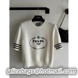 ​Buy New Cheap Prada Short-sleeved Sweater P022629 White 2024