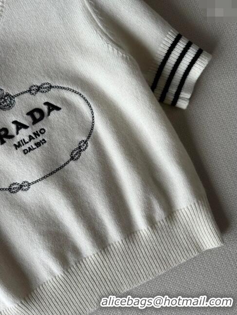 ​Buy New Cheap Prada Short-sleeved Sweater P022629 White 2024