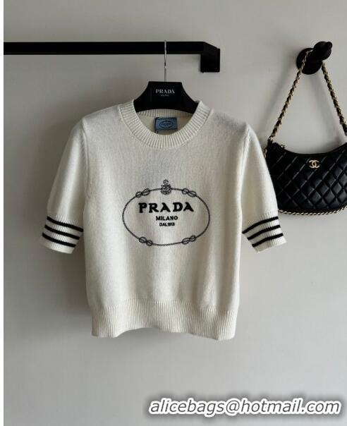 ​Buy New Cheap Prada Short-sleeved Sweater P022629 White 2024