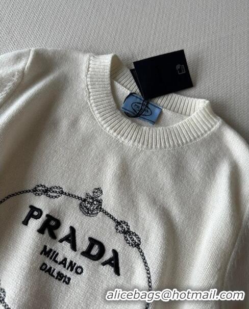 ​Buy New Cheap Prada Short-sleeved Sweater P022629 White 2024