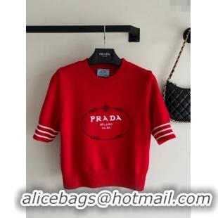 ​Grade Quality Prada Short-sleeved Sweater P022630 Red 2024