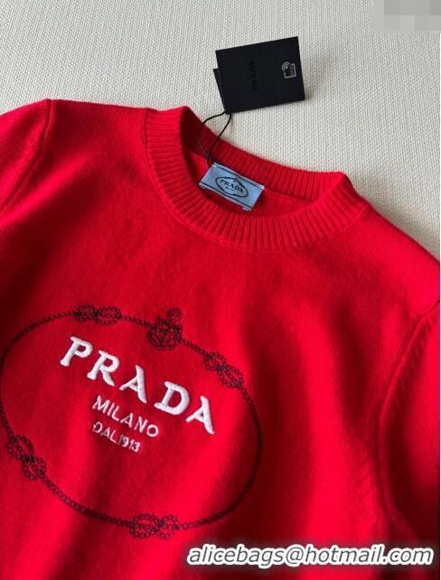 ​Grade Quality Prada Short-sleeved Sweater P022630 Red 2024