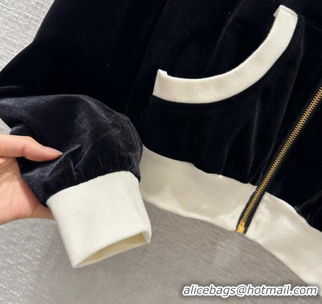 Spot Bulk Prada Velvet Jacket and Pants P022722 Black 2024