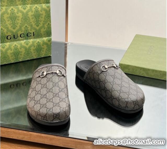 Best Price Gucci GG Canvas Mules with Horsebit Grey/Black 0127080