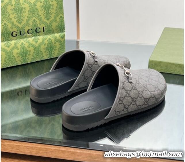 Best Price Gucci GG Canvas Mules with Horsebit Grey/Black 0127080