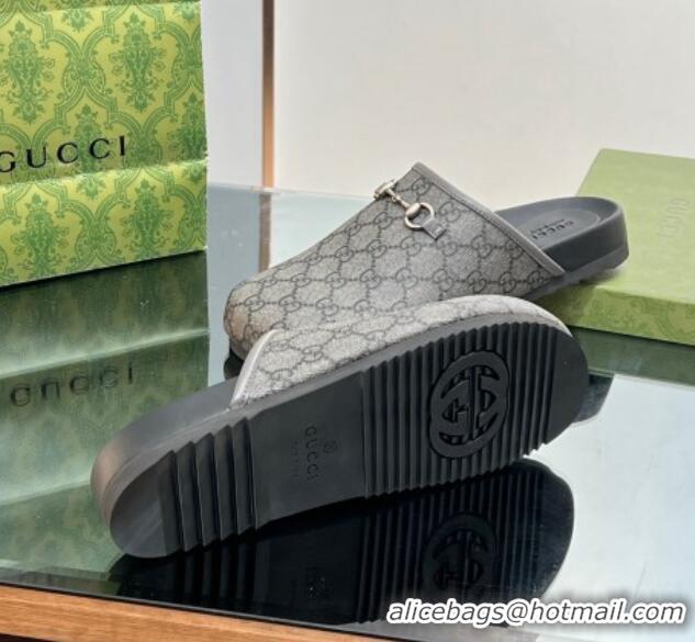 Best Price Gucci GG Canvas Mules with Horsebit Grey/Black 0127080