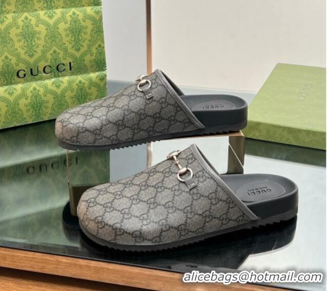 Best Price Gucci GG Canvas Mules with Horsebit Grey/Black 0127080