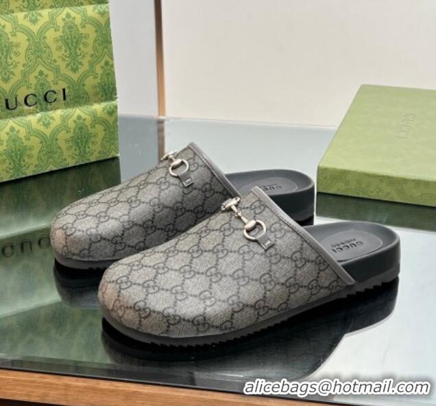 Best Price Gucci GG Canvas Mules with Horsebit Grey/Black 0127080