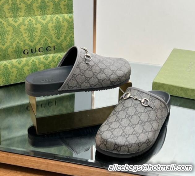 Best Price Gucci GG Canvas Mules with Horsebit Grey/Black 0127080