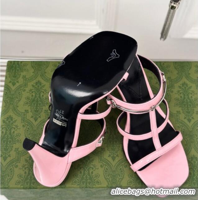 Good Quality Gucci Slim Horsebit Leather Heel Slide Sandals 9.5cm Light Pink 0228014