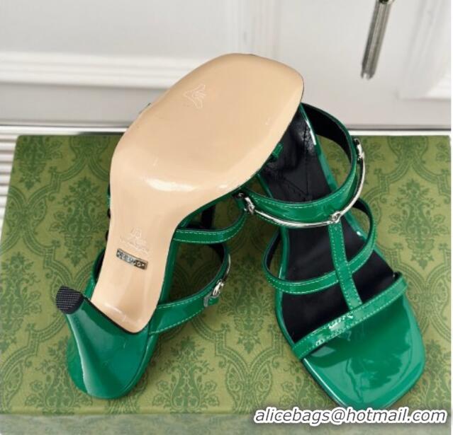 Most Popular Gucci Slim Horsebit Leather Heel Slide Sandals 9.5cm Green 228018