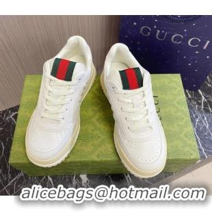 Buy Luxury Gucci Re-Web Sneakers in White Leather 228019