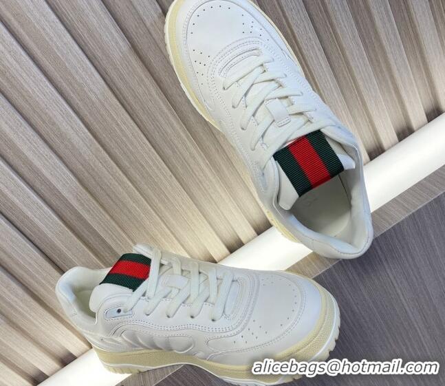 Buy Luxury Gucci Re-Web Sneakers in White Leather 228019