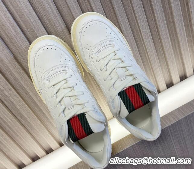 Buy Luxury Gucci Re-Web Sneakers in White Leather 228019