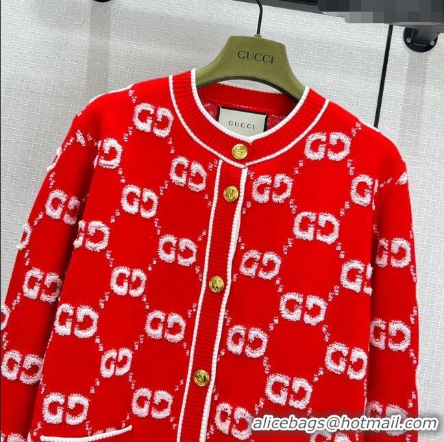 Famous Brand Gucci Wool Cardigan G11305 Red 2024