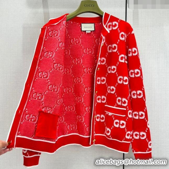 Famous Brand Gucci Wool Cardigan G11305 Red 2024