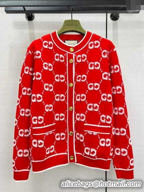 Famous Brand Gucci Wool Cardigan G11305 Red 2024