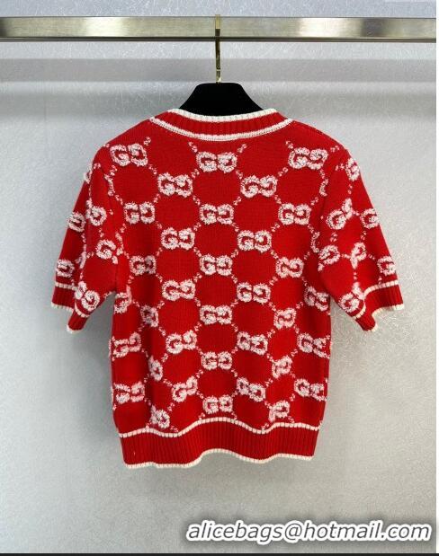 ​Buy Fashionable Gucci Wool GG Short-sleeved Sweater G12210 Red 2024