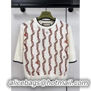 ​Low Cost Gucci Wool Short-sleeved Sweater G12209 White 2024