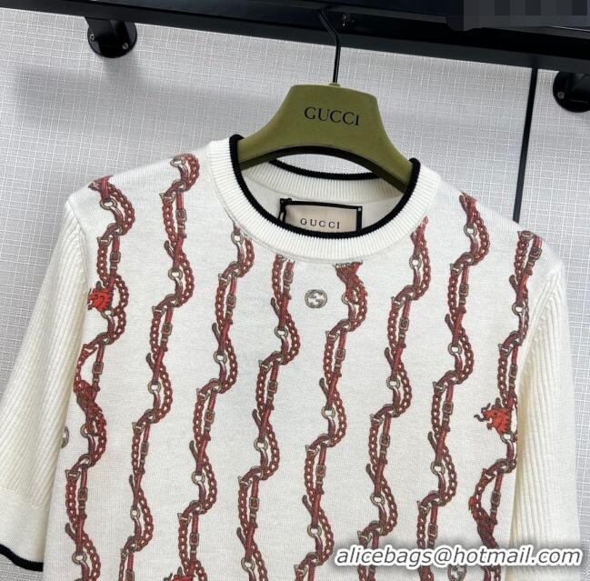 ​Low Cost Gucci Wool Short-sleeved Sweater G12209 White 2024