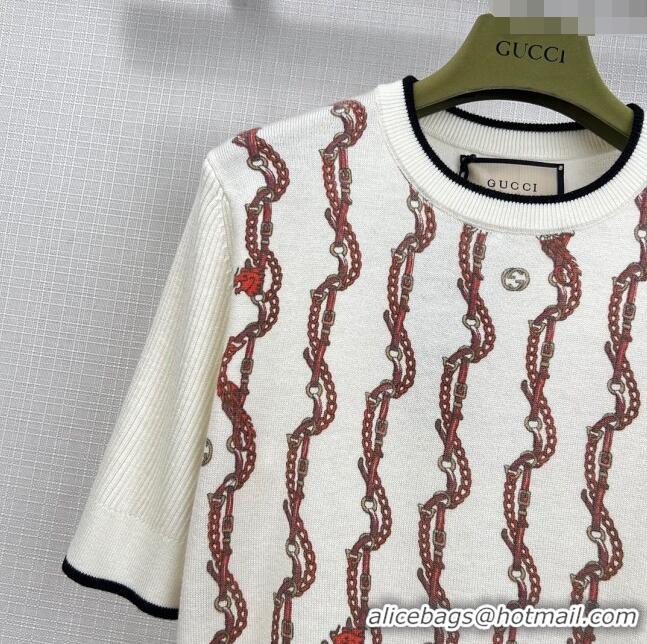 ​Low Cost Gucci Wool Short-sleeved Sweater G12209 White 2024