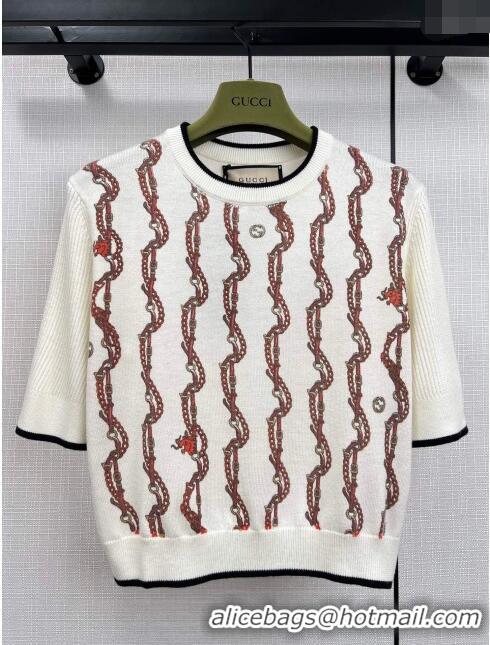 ​Low Cost Gucci Wool Short-sleeved Sweater G12209 White 2024