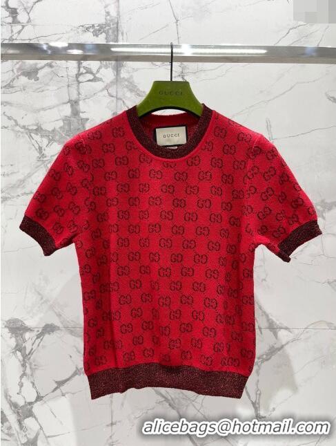 ​Good Looking Gucci Wool & Cashmere Short-sleeved Sweater G022606 Red 2024