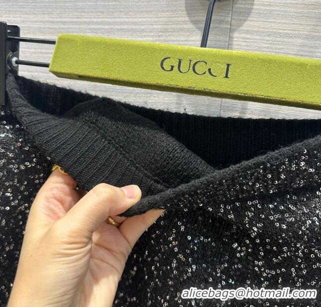 Super Quality Gucci Sequin Skirt G022611 Black 2024