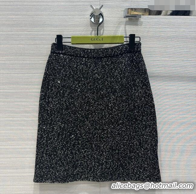 Super Quality Gucci Sequin Skirt G022611 Black 2024