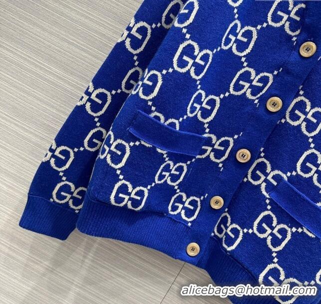 Discount Colorful Gucci Wool Cardigan G022613 Blue 2024