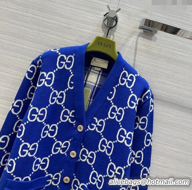 Discount Colorful Gucci Wool Cardigan G022613 Blue 2024