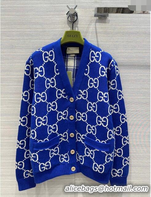 Discount Colorful Gucci Wool Cardigan G022613 Blue 2024