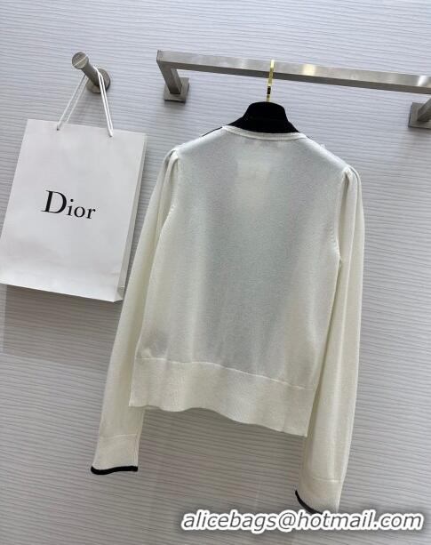 Inexpensive Dior Cashmere & Lace Cardigan D11033 White 2024