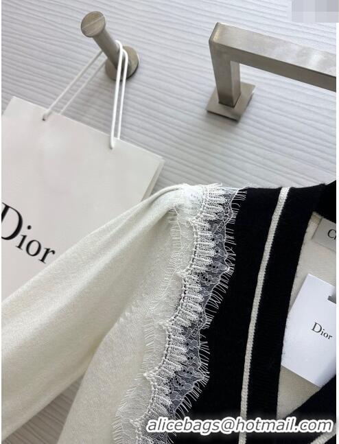 Inexpensive Dior Cashmere & Lace Cardigan D11033 White 2024